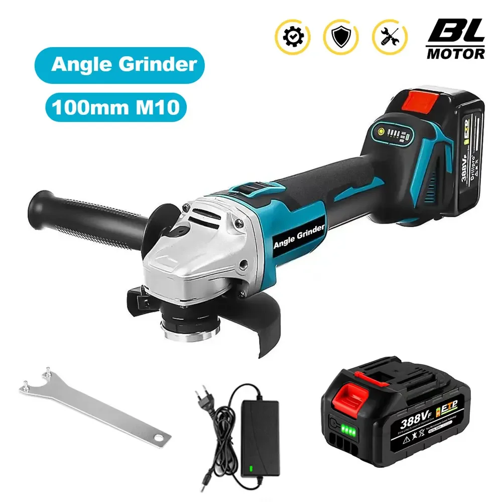 

Cordless Brushless Electric Angle Grinder 100mm M10 Polishing Cutting Grinding Machine Power Tool for Makita 18V Battery