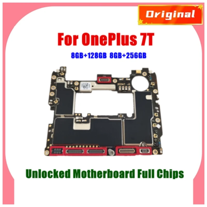 

Unlocked Main Board For OnePlus 7T 128GB 256GB Mainboard Motherboard With Chips Circuits Flex Cable Logic Board