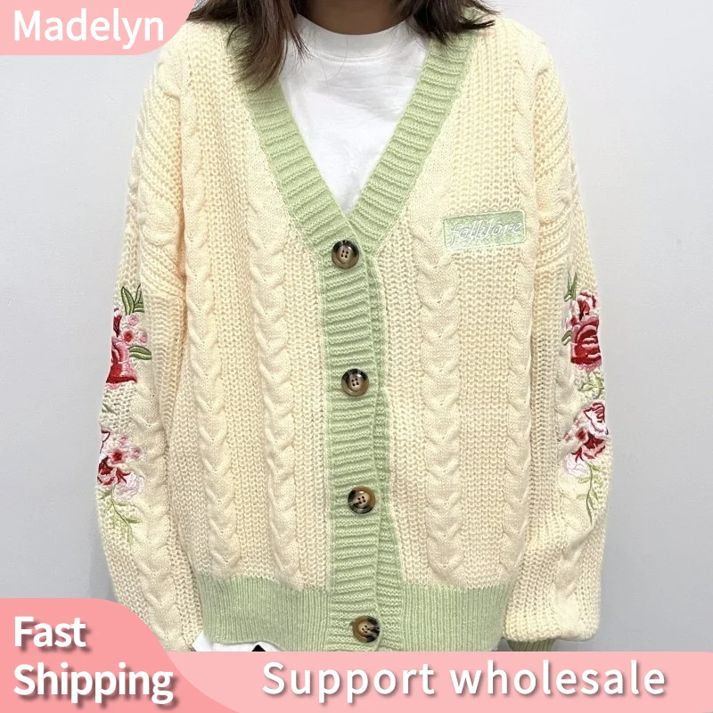 2024 Flower Embroidered Cardigan Sweater for Women Fashion Holiday Cardigans Mujer Autumn V-neck Loose Knitted Sweaters Y2k Tops
2024 Flower Embroidered Cardigan Sweater for Women Fashion Holiday Cardigans Mujer Autumn V-neck Loose Knitted Sweaters Y2k Tops