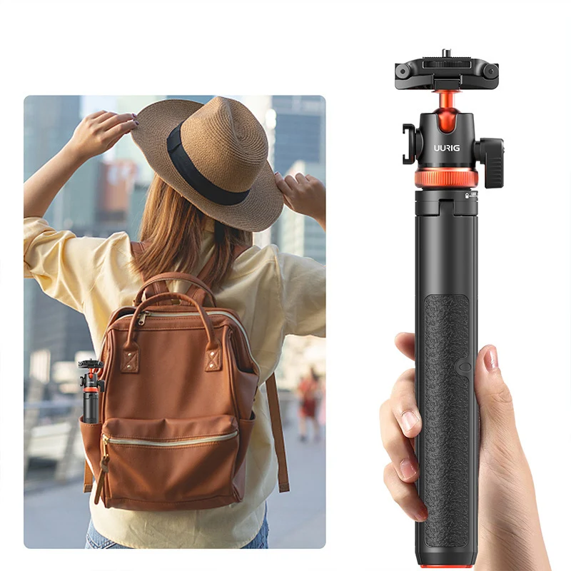 

UURIG TP-02 Selfie Stick Tripod Stand with Flexible Ball 130cm Max.Height 1/4 ''Screw Connection for Smartphone Camera Vlog Live