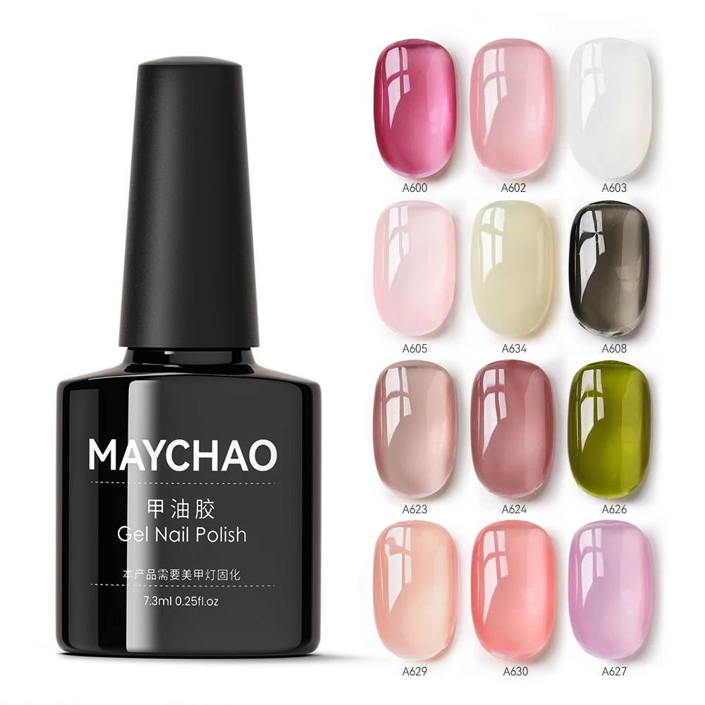 Maychao Ml Jelly Gel Nail Polish Transparent Nude Manicure Top Coat Semipermanent Polish Soak