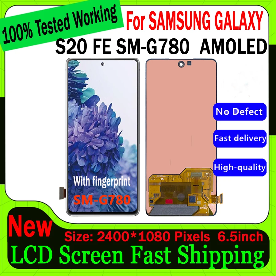 6.5inch LCD High Quality AMOLED For Samsung Galaxy S20 FE G780 Display Touch Screen Ditigitizer Assembly Parts 100% Tested
6.5inch LCD High Quality AMOLED For Samsung Galaxy S20 FE G780 Display Touch Screen Ditigitizer Assembly Parts 100% Tested