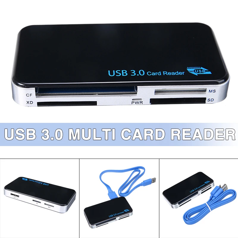 

Mayitr 1pc USB 3.0 Memory Card Reader High Speed 5Gbps Adapter Fit for CF/TF/SD/Micro SD/XD/M2/MS Cards