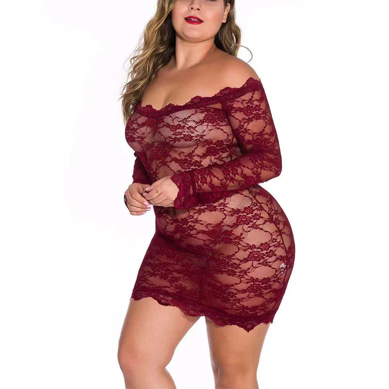 Women's pajamas Sexy dress Solid casual soft breathable off shoulder long sleeve perspective lace dress pajamas
Women's pajamas Sexy dress Solid casual soft breathable off shoulder long sleeve perspective lace dress pajamas