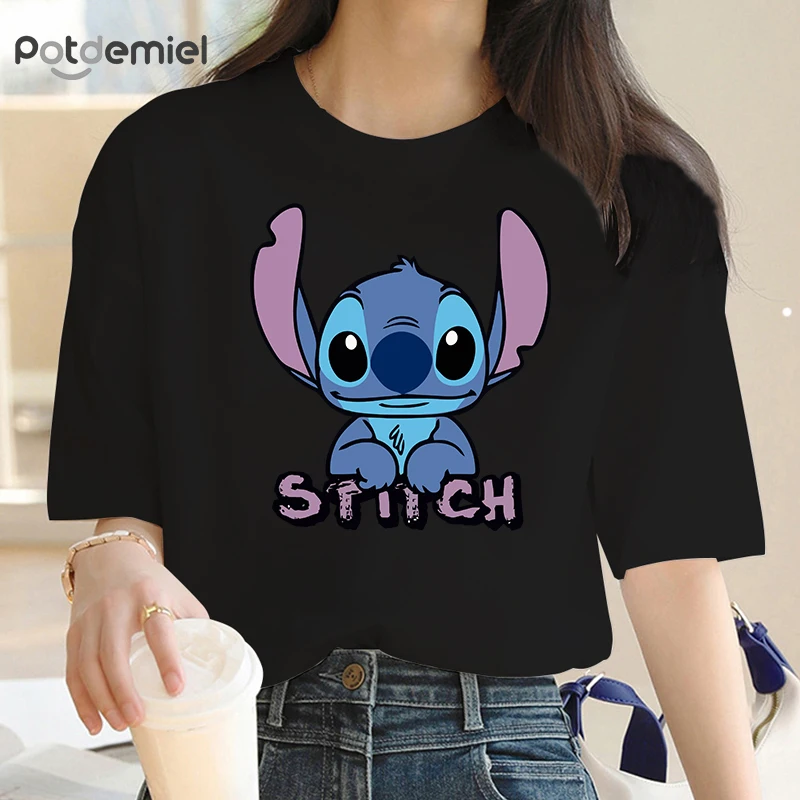 

Casual loveliness Blouses Lilo Stitch Tops Hip Hop Woman Clothes Summer Loose Oversized Men T-shirts White Shirt Ladies Tees
