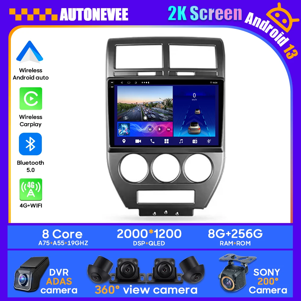 

Android 13 For Jeep Compass 1 MK 2006 - 2010 Car Radio Stereo Multimedia Player Unit GPS Navigation Carplay Android Auto No 2din