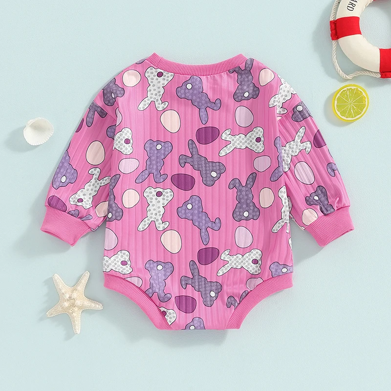 Baby Girls Romper Long Sleeve Crew Neck Rabbit Eggs Print Fall Bodysuit Easter Clothes 7 S45327b77c781497bbd59a6f866eb9a03f