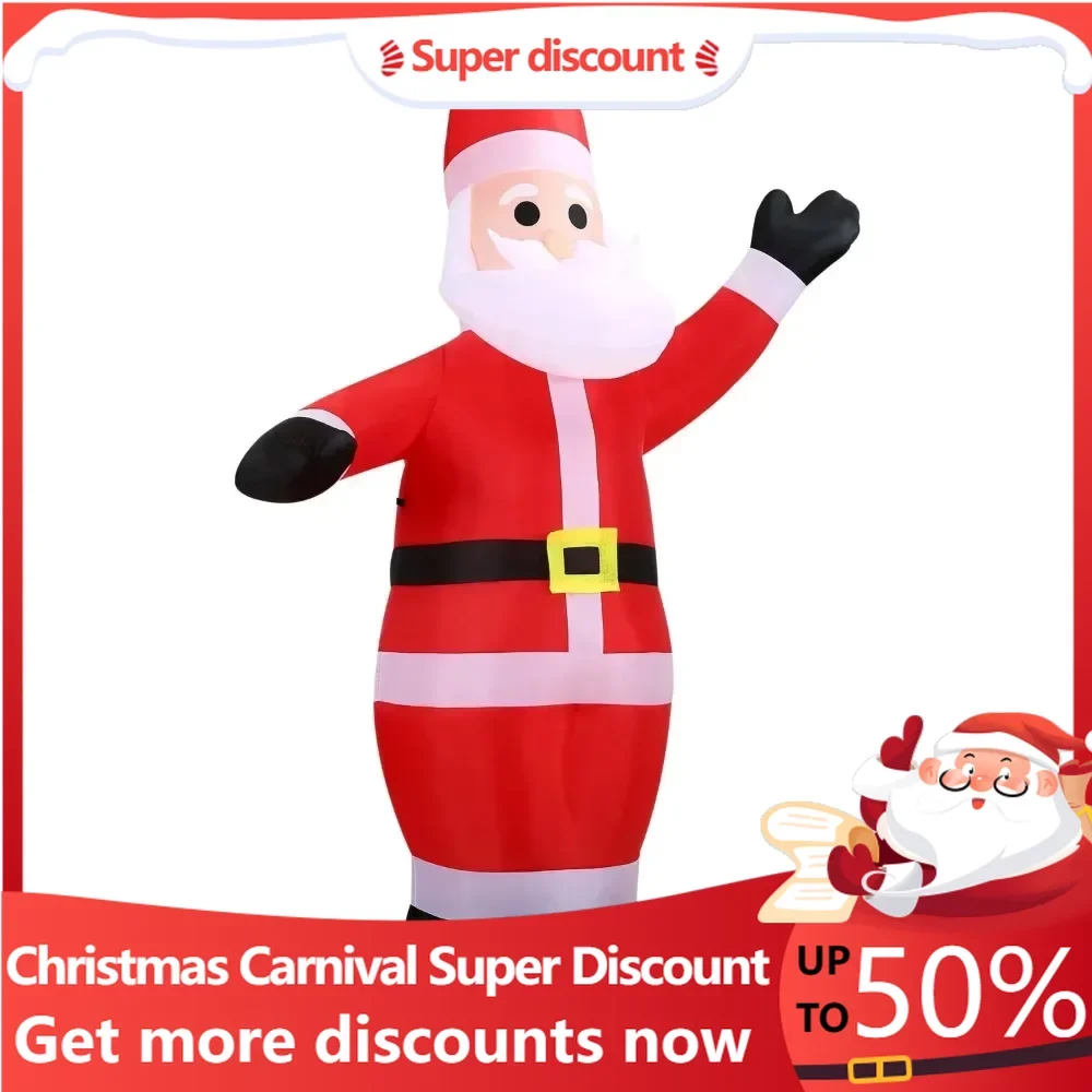 10 foot inflatable Santa Claus with LED lights, festive Christmas decorations including blowers, ropes, and stakes
10 foot inflatable Santa Claus with LED lights, festive Christmas decorations including blowers, ropes, and stakes