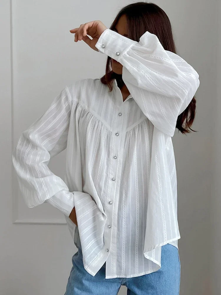 Casual Elegant Cotton White Shirts Women 2023 Autumn Office Lady Puff Sleeve Solid Blouses Fashion Jacquard Party Loose Shirt
Casual Elegant Cotton White Shirts Women 2023 Autumn Office Lady Puff Sleeve Solid Blouses Fashion Jacquard Party Loose Shirt