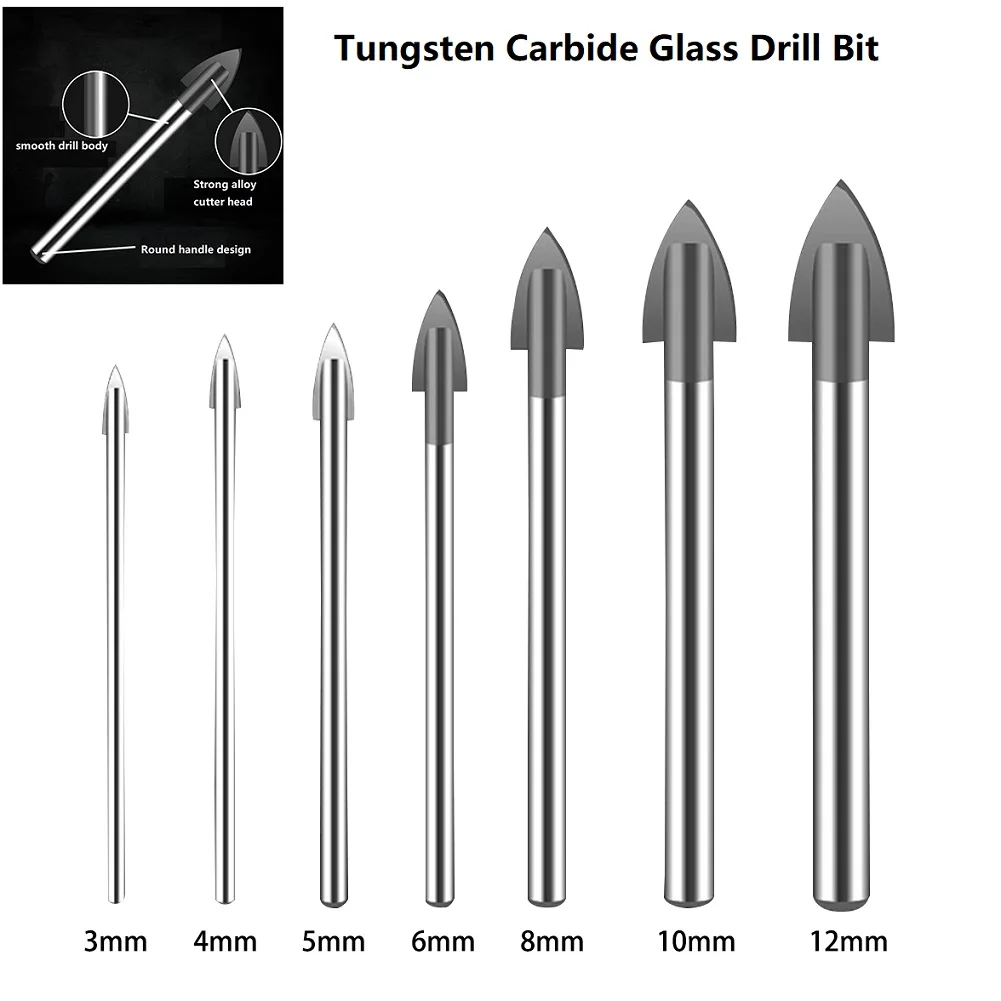 Drill Bit 3-12mm Glass Drill Bit Tungsten Carbide Tipped Ceramic Tile Cutter Power Tool 1/4" Hex Shank Power Tools Drill Bit
Drill Bit 3-12mm Glass Drill Bit Tungsten Carbide Tipped Ceramic Tile Cutter Power Tool 1/4" Hex Shank Power Tools Drill Bit