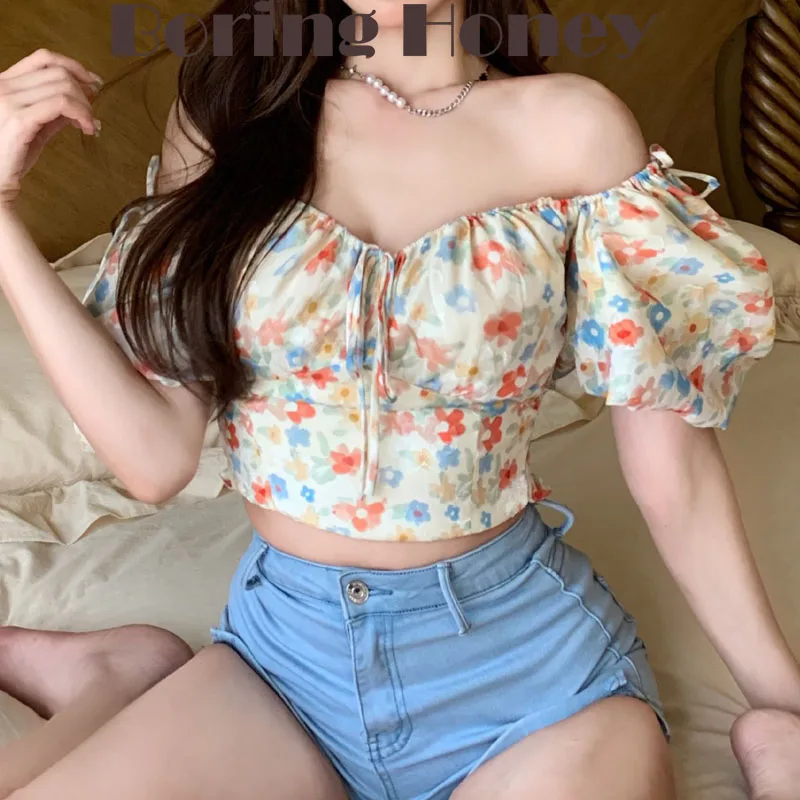 Boring Honey Summer Clothes For Women Flower Lace Short Women's T-Shirt Bowknot Square Neck Bubble Sleeves Chiffon Tops Women
Boring Honey Summer Clothes For Women Flower Lace Short Women's T-Shirt Bowknot Square Neck Bubble Sleeves Chiffon Tops Women