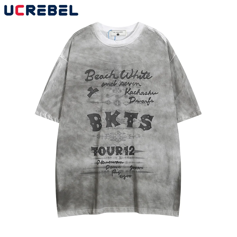 Distressed Print Short Sleeve T-shirt Mens High Street Summer Crew Neck Loose Half-Sleeve Tshirt Men Cotton Tee
Distressed Print Short Sleeve T-shirt Mens High Street Summer Crew Neck Loose Half-Sleeve Tshirt Men Cotton Tee
