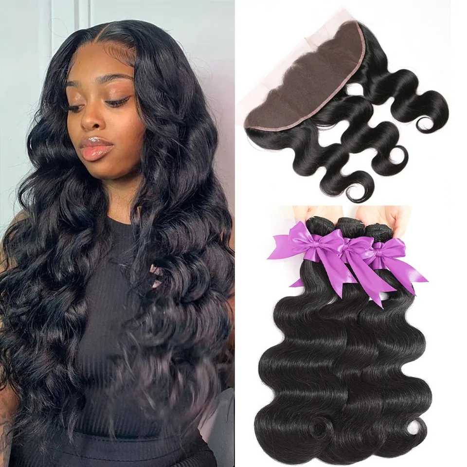 Body Wave Human Hair Bundles with 13x4 Transparent Lace Frontal Brazilian Remy Hair for Black Women 3 4 Bundles With Front
Body Wave Human Hair Bundles with 13x4 Transparent Lace Frontal Brazilian Remy Hair for Black Women 3 4 Bundles With Front