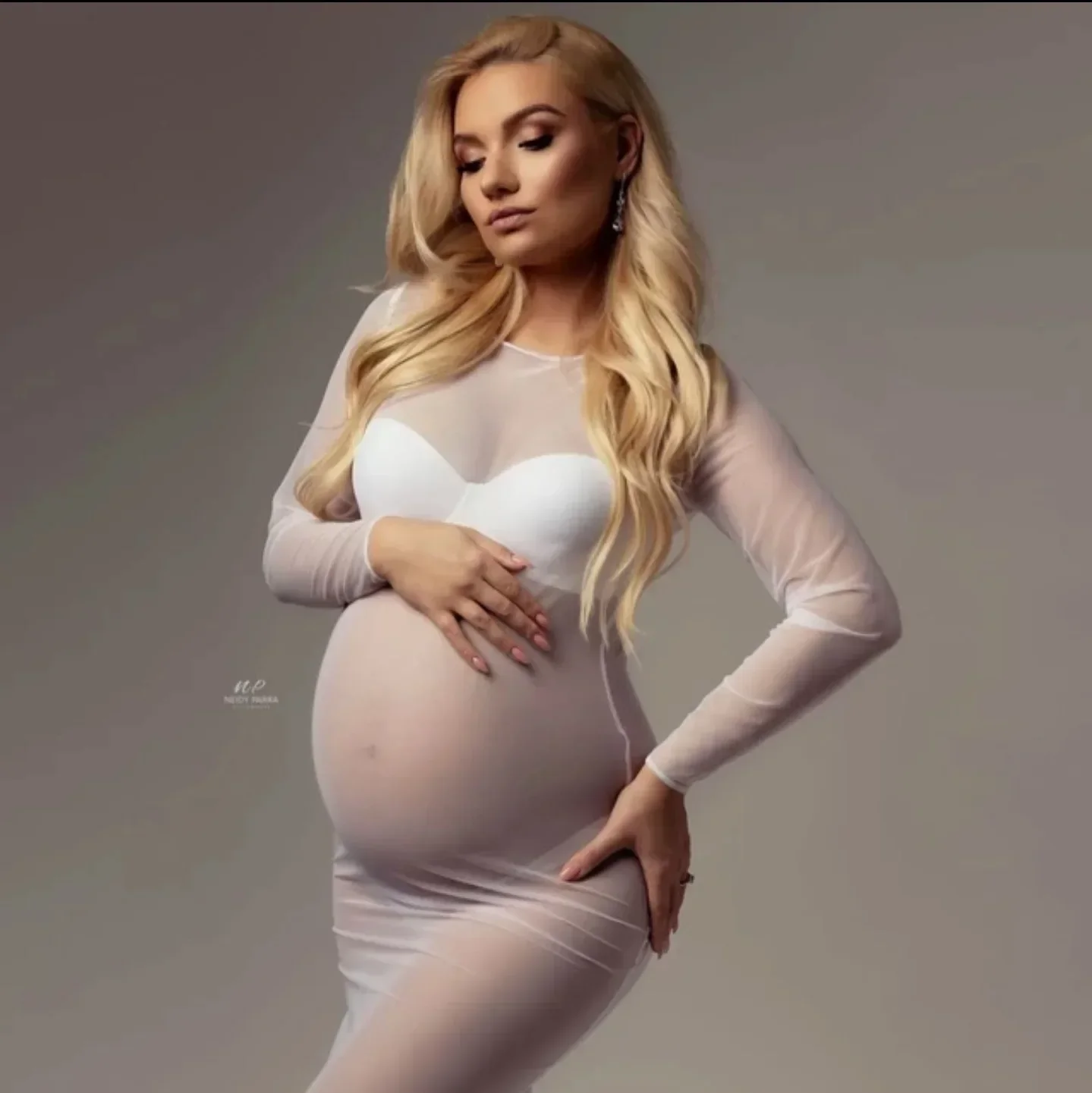 See Through Stretchy Mesh Maternity Photography Dresses Full Sleeve Boat Neck Pregnancy Photo Shoot Long Dress 
See Through Stretchy Mesh Maternity Photography Dresses Full Sleeve Boat Neck Pregnancy Photo Shoot Long Dress