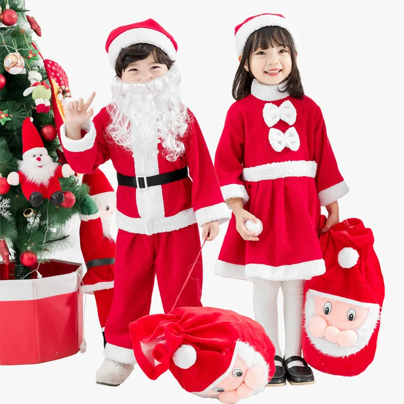 

Christmas Kids Clothes Baby Cosplay Santa Claus Costume Toddler Children Xmas Polar Fleece Suit Dresses Boy Girl Carnival Party