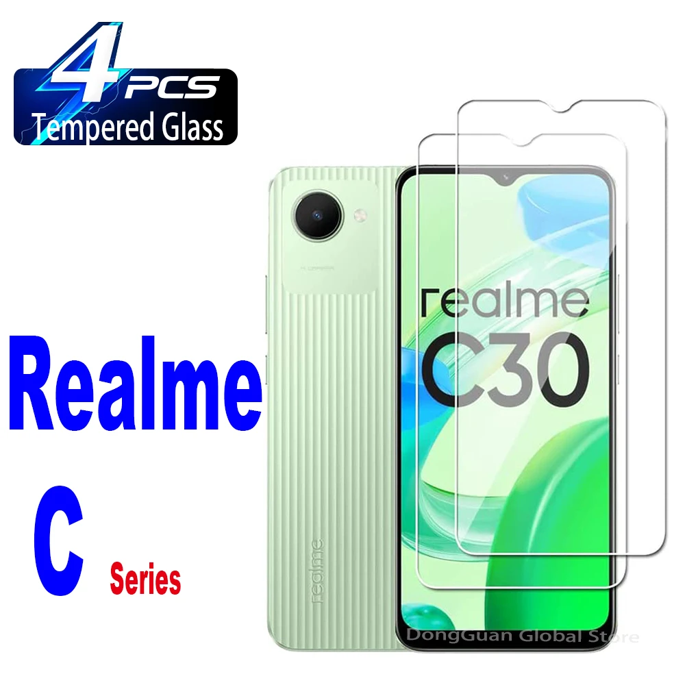 

2/4Pcs Full Cover Tempered Glass For Realme C25Y C35 C21Y C21 C20A C15 C25S C11 2021 C33 C30 Screen Protector Protective Glass