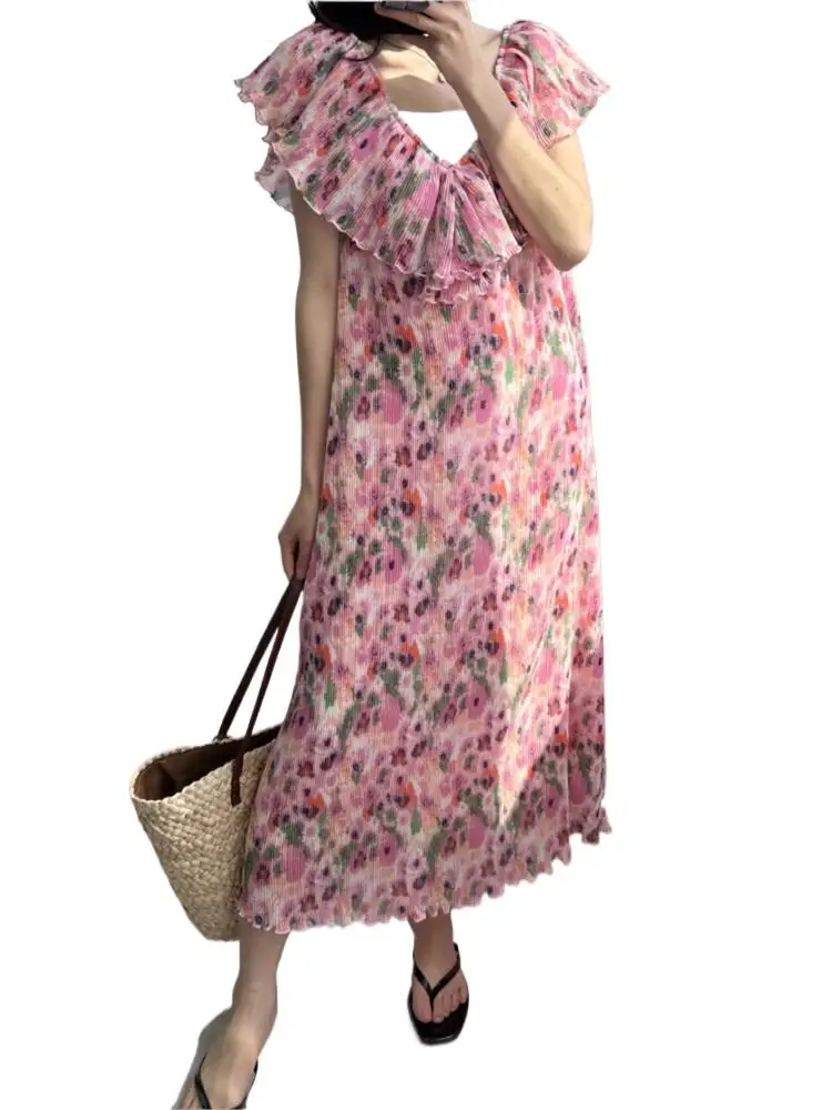 Женское платье с V-образным вырезом, розовое Повседневное платье без рукавов на бретелях-спагетти с принтом и оборками, лето 2024
Женское платье с V-образным вырезом, розовое Повседневное платье без рукавов на бретелях-спагетти с принтом и оборками, лето 2024