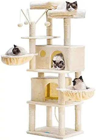Cat Tree,Cat Tower,Cat Condo with Scratching Posts,Basket,2 Caves,2 Plush Perches,Activity Center with Removable Fur Ball Sticks
Cat Tree,Cat Tower,Cat Condo with Scratching Posts,Basket,2 Caves,2 Plush Perches,Activity Center with Removable Fur Ball Sticks