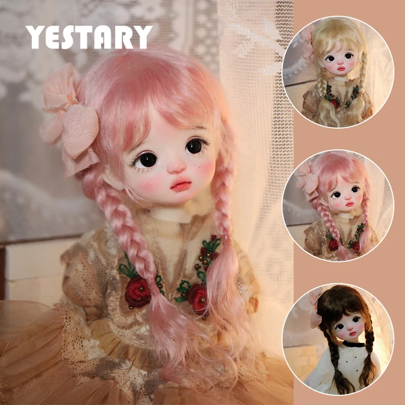 

YESTARY BJD Doll Accessories 1/6 Mohair Wigs Toys Tress DIY Fashion Long Hair Low Ponytail Braid Bangs Dolls Wigs For Girls Gift