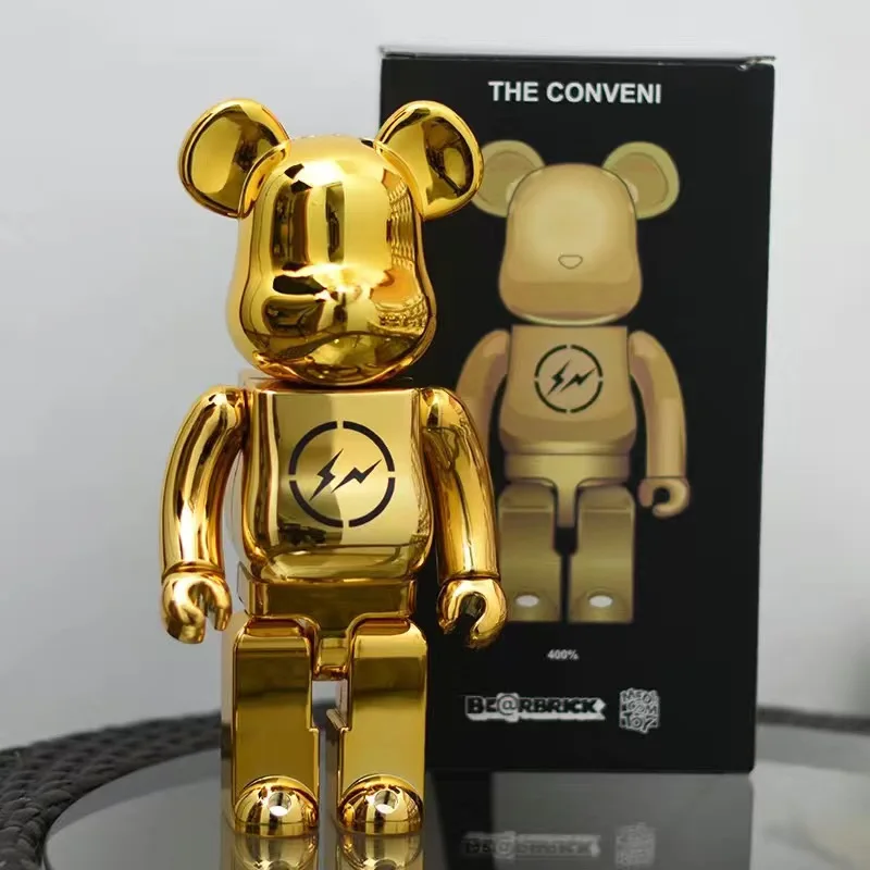 

28cm 400% Lightning Electroplating Bear@Brick Action Figures DIY Painted Medicom Bearbrick Home Decoration Kids Christmas Gifts