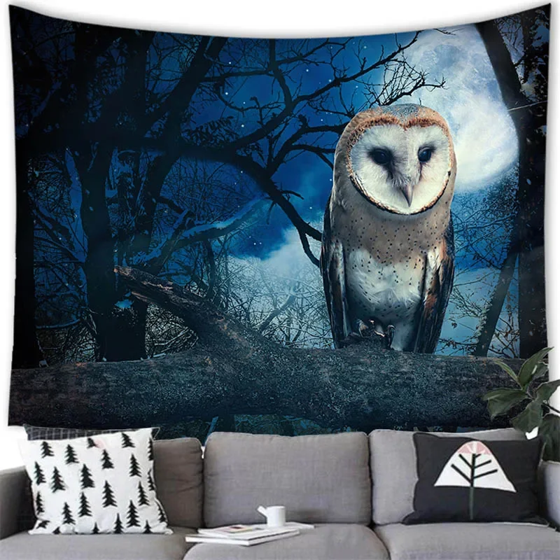 

Creative Wolf Owl Tapestry Wild Animals Wall Hanging Decor Tapestry Home Room Decoration Background Wall for Bedroom Living Room