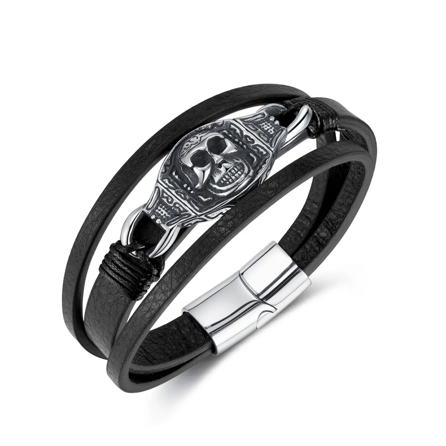 

Мужской кожаный браслет GCB1, классический черный плетеный браслет из нержавеющей стали с магнитной застежкой, подарочные браслеты