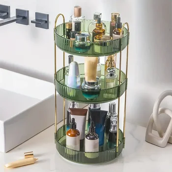 Caixas de Armazenamento de Maquiagem: Mantenha Seus Itens Essenciais de Beleza Organizados e Elegantes 7 360° Rotating Shelving Makeup Organizer - DIY Adjustable Carousel Spinning Holder Rack - Large Capacity Cosmetic Storage Box