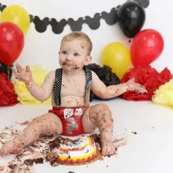 남아용 생일 케이크 스매시 옷, 서스펜더 기저귀 및 바지, 활 타이 이어 의상, 코스튬 사진 사진 소품