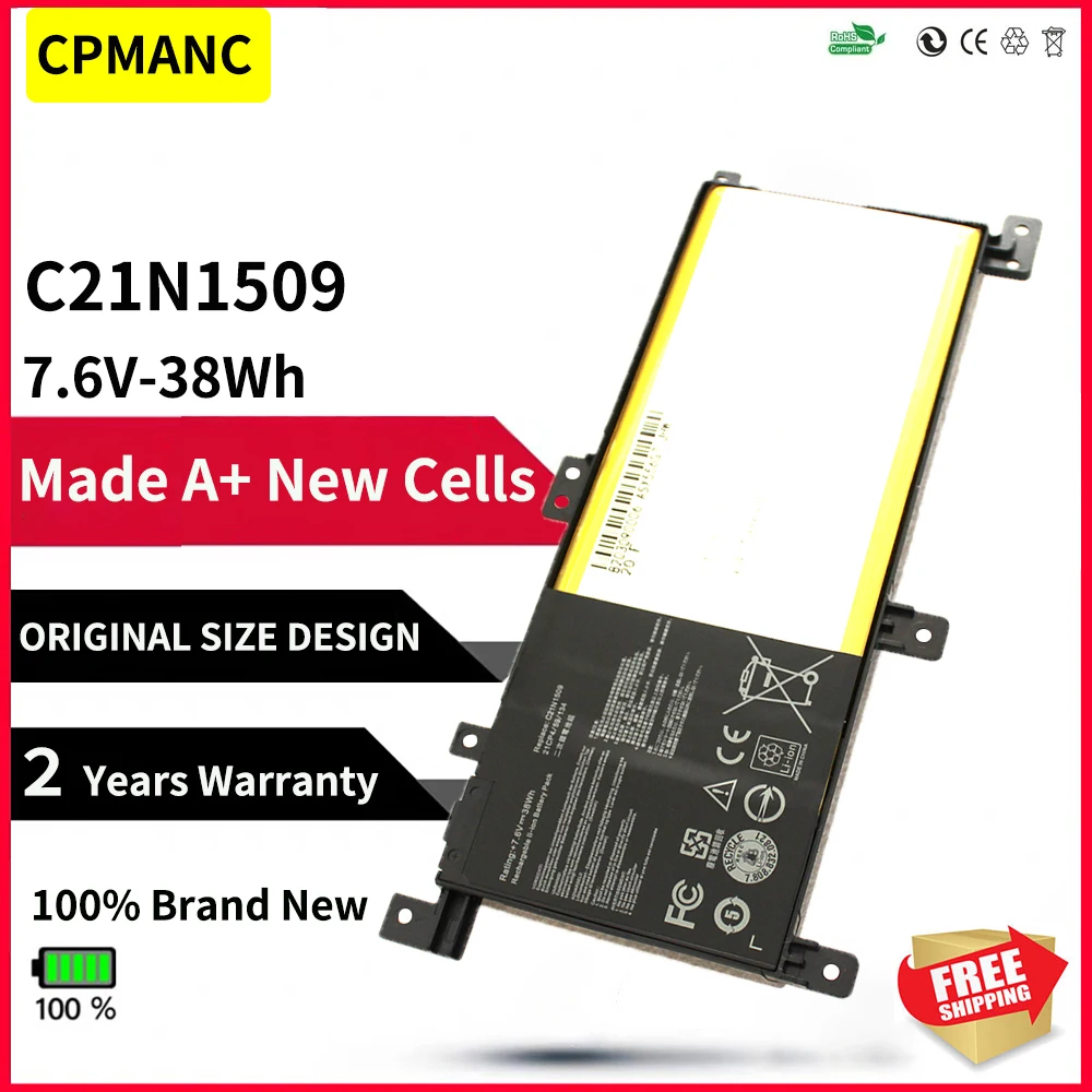 CPMANC C21N1509 Аккумулятор для ноутбука ASUS Vivobook FL5900U A556U vm591u F556U K556U X556U X556U X556UV R558U
CPMANC C21N1509 Аккумулятор для ноутбука ASUS Vivobook FL5900U A556U vm591u F556U K556U X556U X556U X556UV R558U