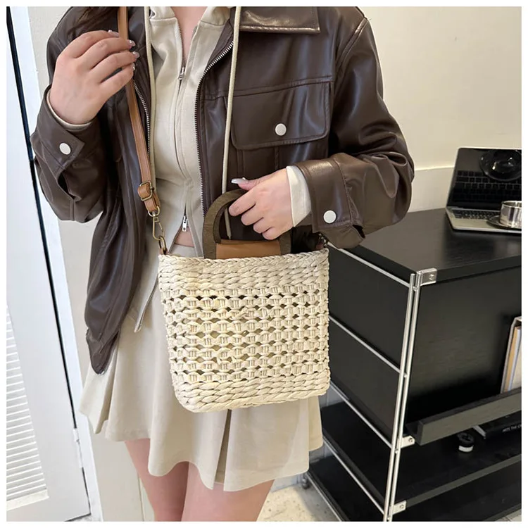 Straw Woven Shoulder Sling Bag - Fashion Large Capacity Rattan Handbag 3 S454fb1fd2cf14d07b59c2b680d3d16a83