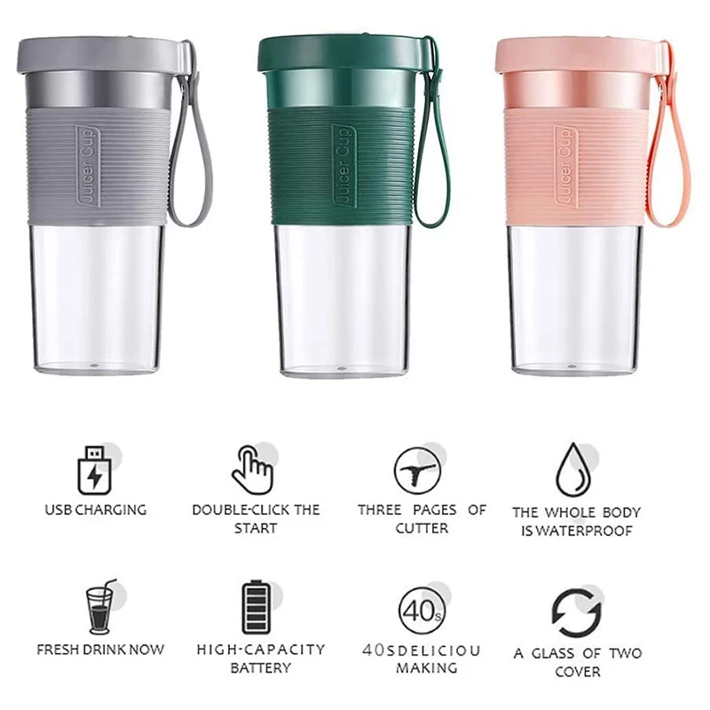 Портативный мини-блендер, устройство для коктейлей с тремя лезвиями, многофункциональная ручная соковыжималка, 320 мл 
Портативный мини-блендер, устройство для коктейлей с тремя лезвиями, многофункциональная ручная соковыжималка, 320 мл