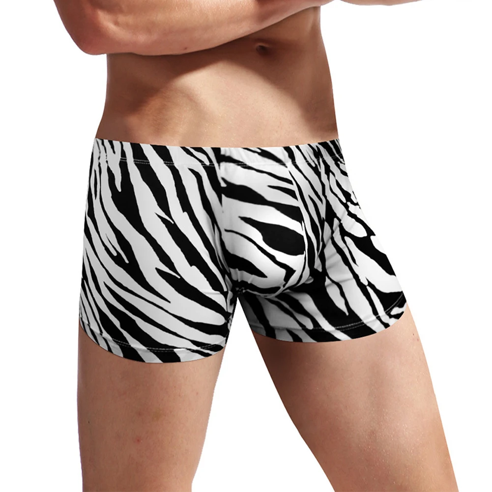 

Sexy Men Boxer Briefs Underwear Shorts U Convex Pouch Boxershorts Shorts Trunks Breathable Zebra Stripes Underpants