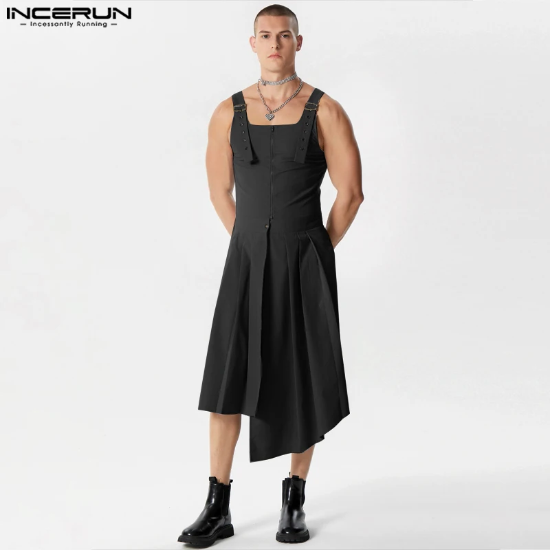 INCERUN 2023 Men Jumpsuits Skirts Solid Sleeveless Pleated Casual Strap Rompers Streetwear Zipper Irregular Suspender Skirts Men
INCERUN 2023 Men Jumpsuits Skirts Solid Sleeveless Pleated Casual Strap Rompers Streetwear Zipper Irregular Suspender Skirts Men
