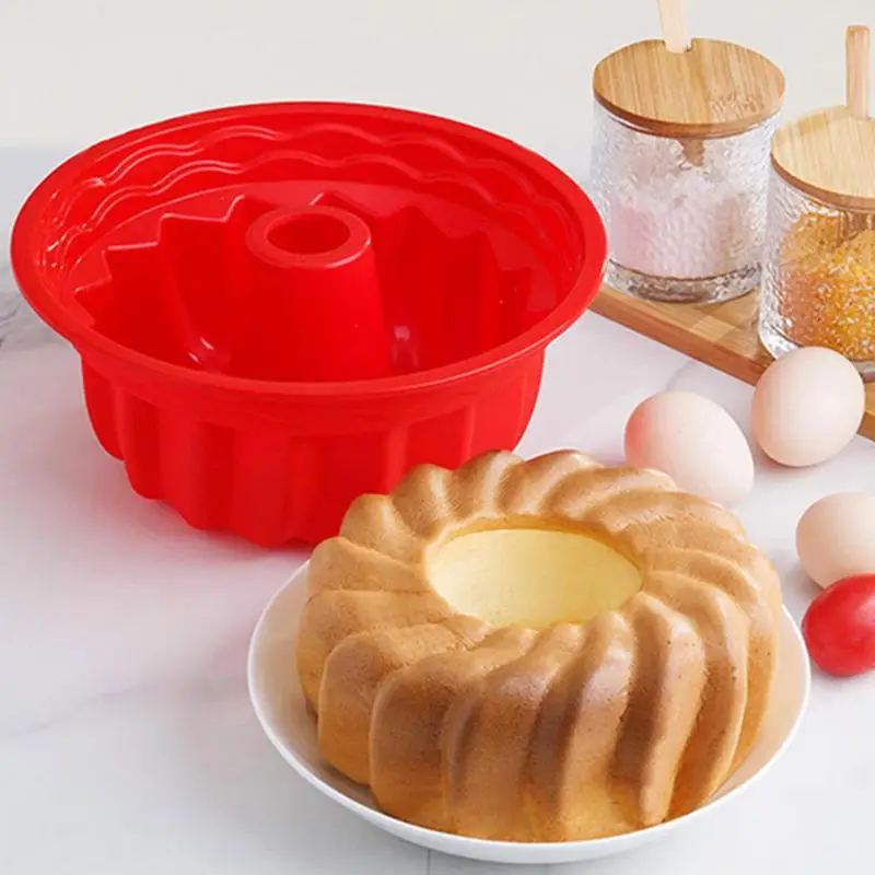 

9 Inch Silicone Cake Pans Non-stick Fluted Cake Pan Cake Baking Molds Bakeware for Cake Jello Gelatin Bread Para Gelatinas