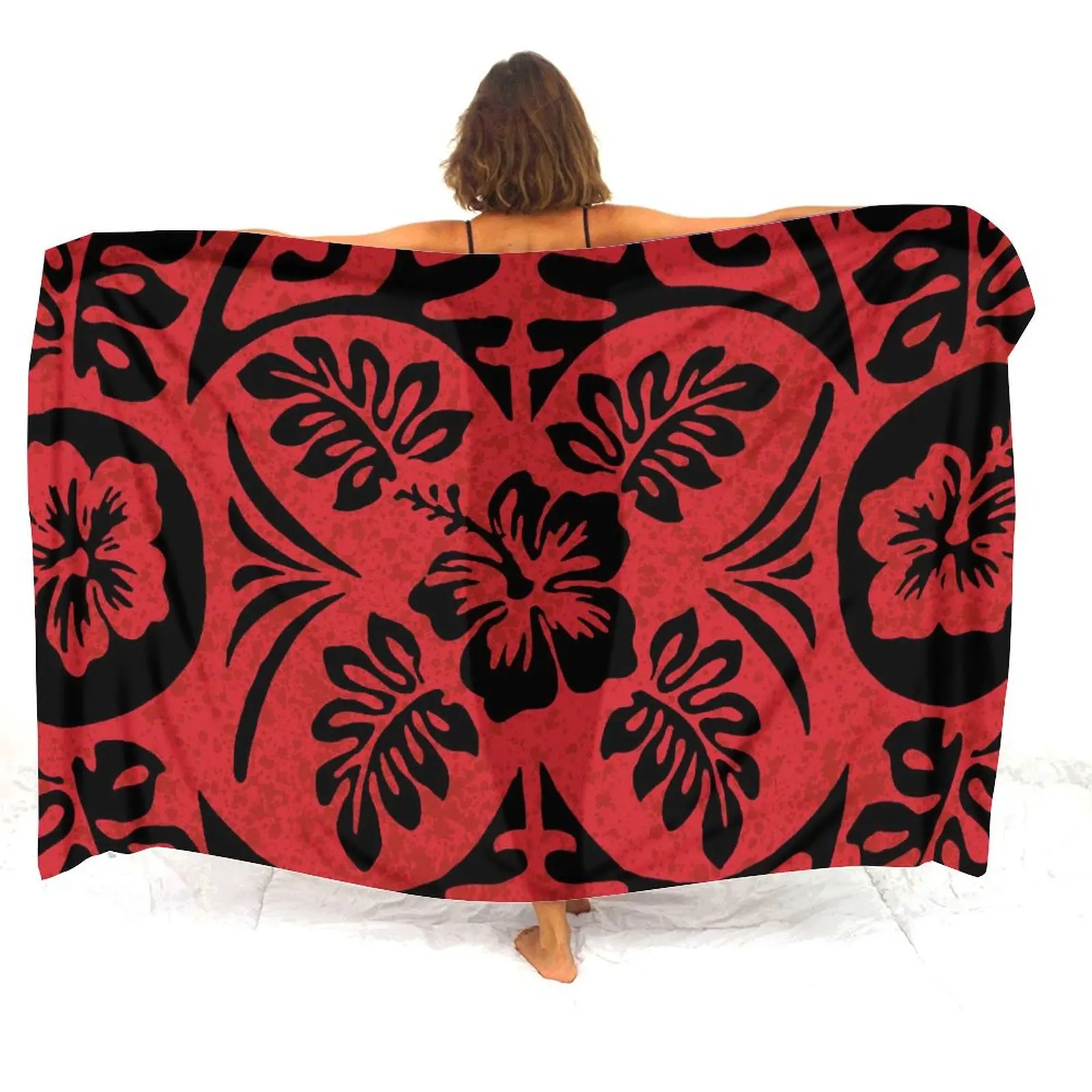 

2024 новый цветочный принт полинезийский художественный узор на заказ саронг морской фартук летнее пляжное пальто комфортный шарф из качественной ткани