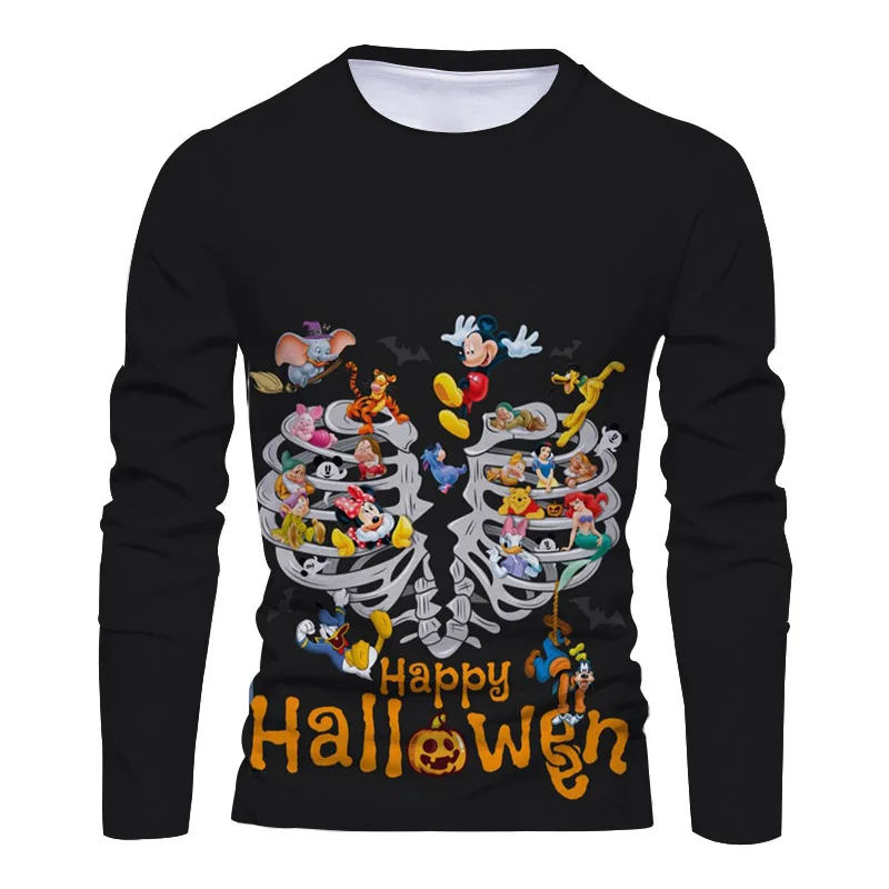 

Disney Brand Stitch and Mickey Anime x3D Printing New Casual Men's Crew Neck Long Sleeve T Shirt Horror Halloween Collection