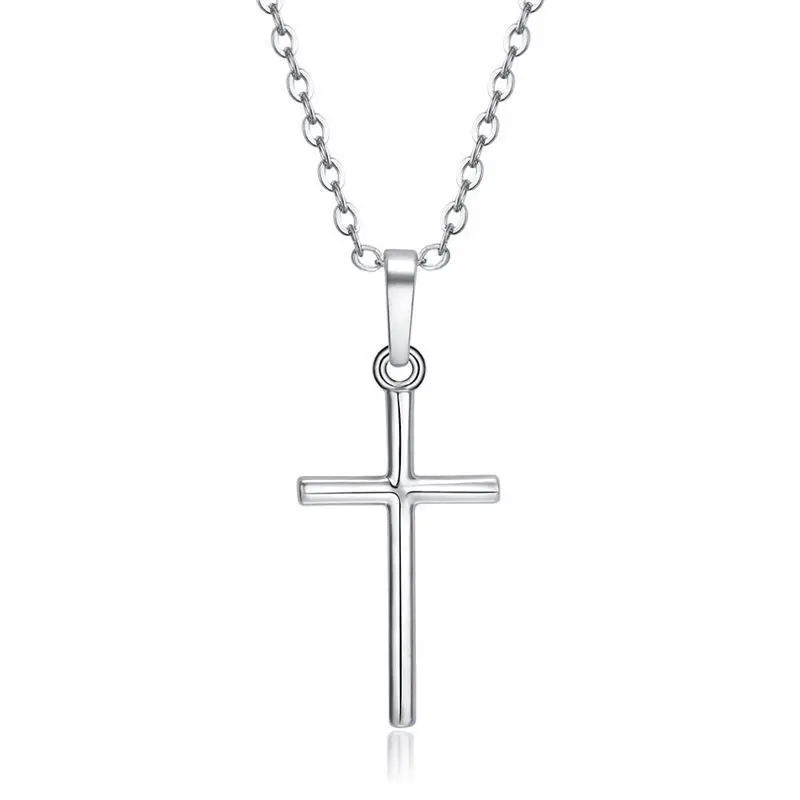 Fashion Christian Jesus Cross Necklaces Silver Color Long Chain Simple Cross Pendants For Women Men Jewelry Gifts Fashion Christian Jesus Cross Necklaces Silver Color Long Chain Simple Cross Pendants For Women Men Jewelry Gifts