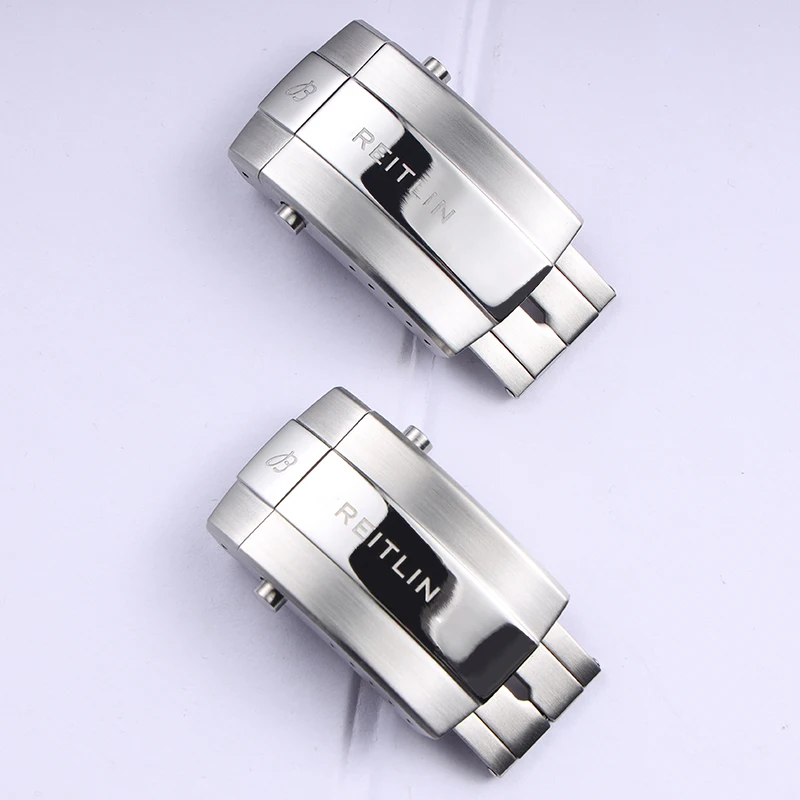 

new 18 20mm middle polished brushed side silver deployment clasp for Breitling watchband folding buckle with full logo