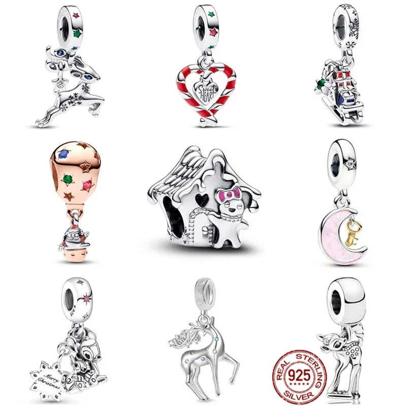 

Christmas Lovely Deer Pendant Dangle Charm Bead 925 Sterling Silver Gift Fit Original Pandora Bracelet DIY Women Jewelry