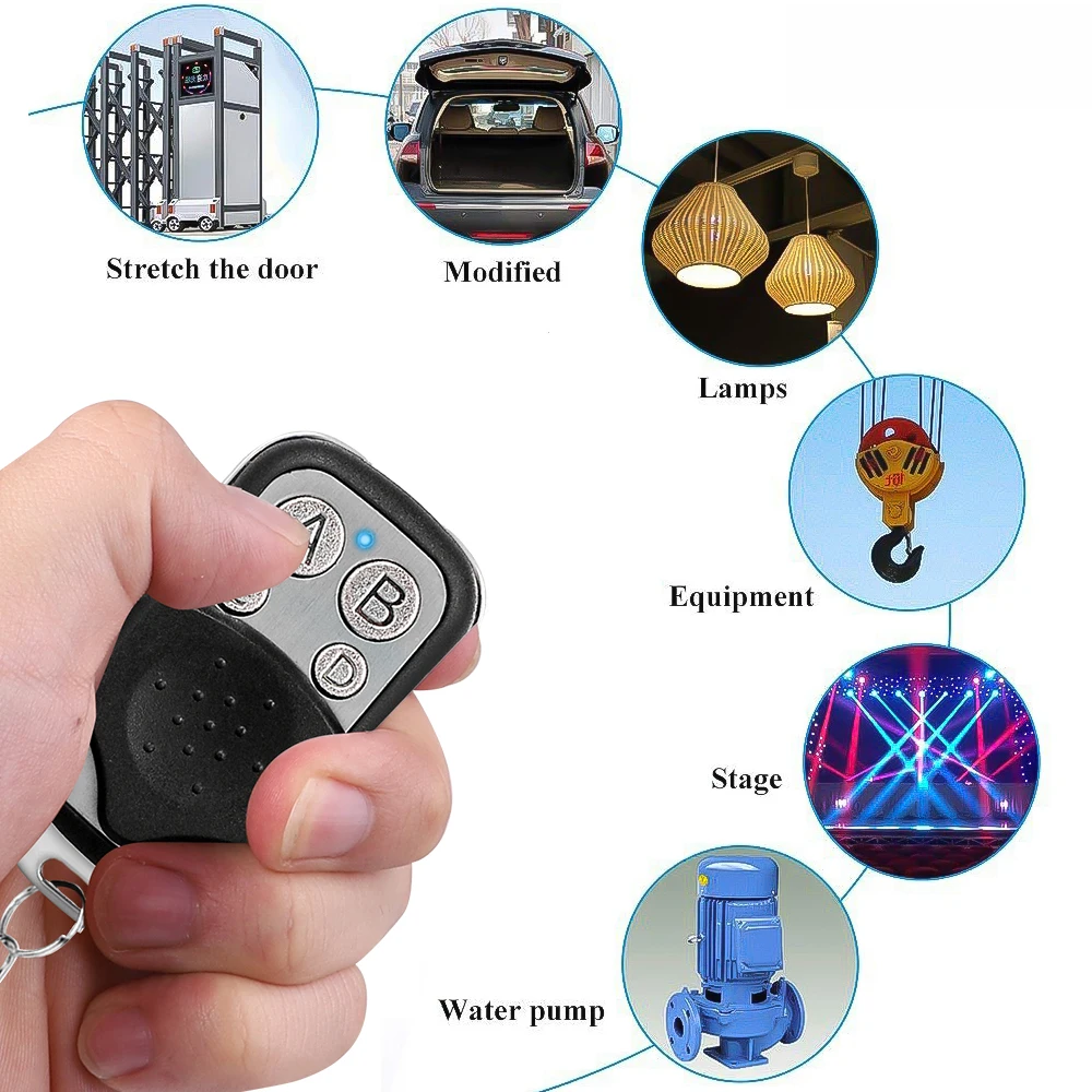 

433mhz Cloning Gate Garage Remote Control 4 Channel Universal Wireless Copy Code Electric Cloning RF Transmitter ABCD