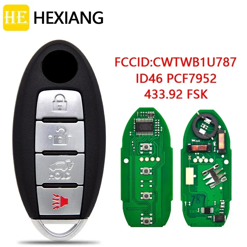 Пульт дистанционного управления HE Xiang для Nissan Armada 2017-2018 FCCID CWTWB1U787 ID46 PCF7952 Chip 433,92 FSK бесключевая карта доступа
Пульт дистанционного управления HE Xiang для Nissan Armada 2017-2018 FCCID CWTWB1U787 ID46 PCF7952 Chip 433,92 FSK бесключевая карта доступа