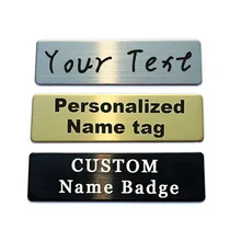 70x20MM Customizable Brooches Pin Personalized Engraved Your Text Logo Business ID Plate Steel Metal Tag Customized Name Badges