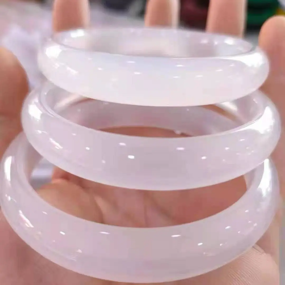 

Natural 100% real white agate jade bangles chalcedony retro high-grade women bangle jade bracelet bangles jade women bracelet