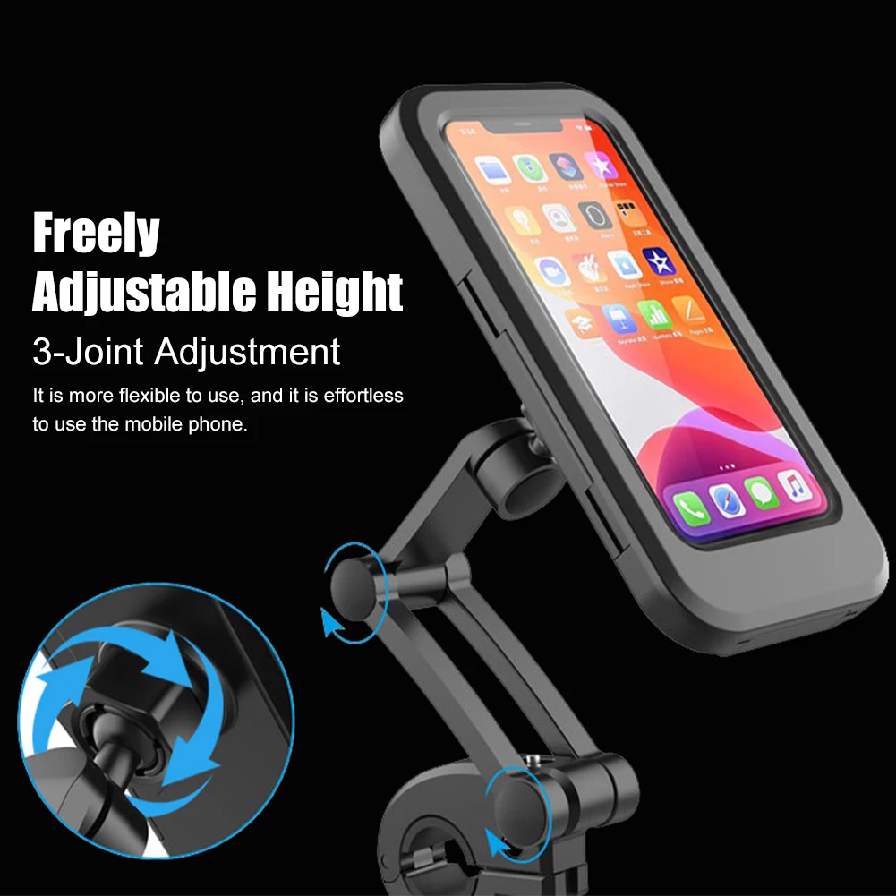 

Universal Motorcycle Phone Mount Waterproof Hard Shell Phone Case Holder 360° Adjustable Bike Cellphone Holder Up to 6.7 inches