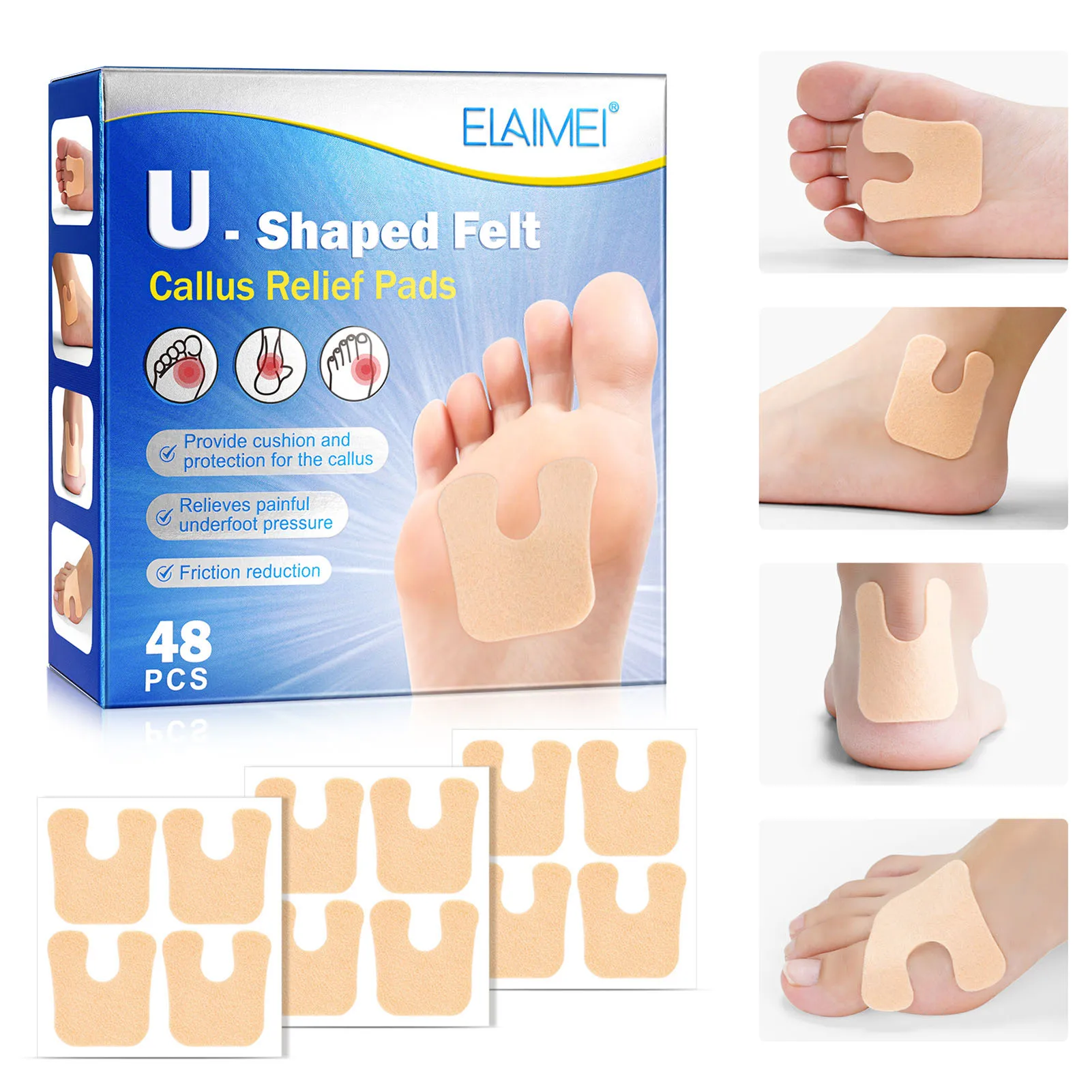 48pcs Toe Foot Corn Bunion Protector Pads Soft Comfortable Toe Protector U-shaped Felt Callus Pad Pain Pressure Relief Foot Care
48pcs Toe Foot Corn Bunion Protector Pads Soft Comfortable Toe Protector U-shaped Felt Callus Pad Pain Pressure Relief Foot Care