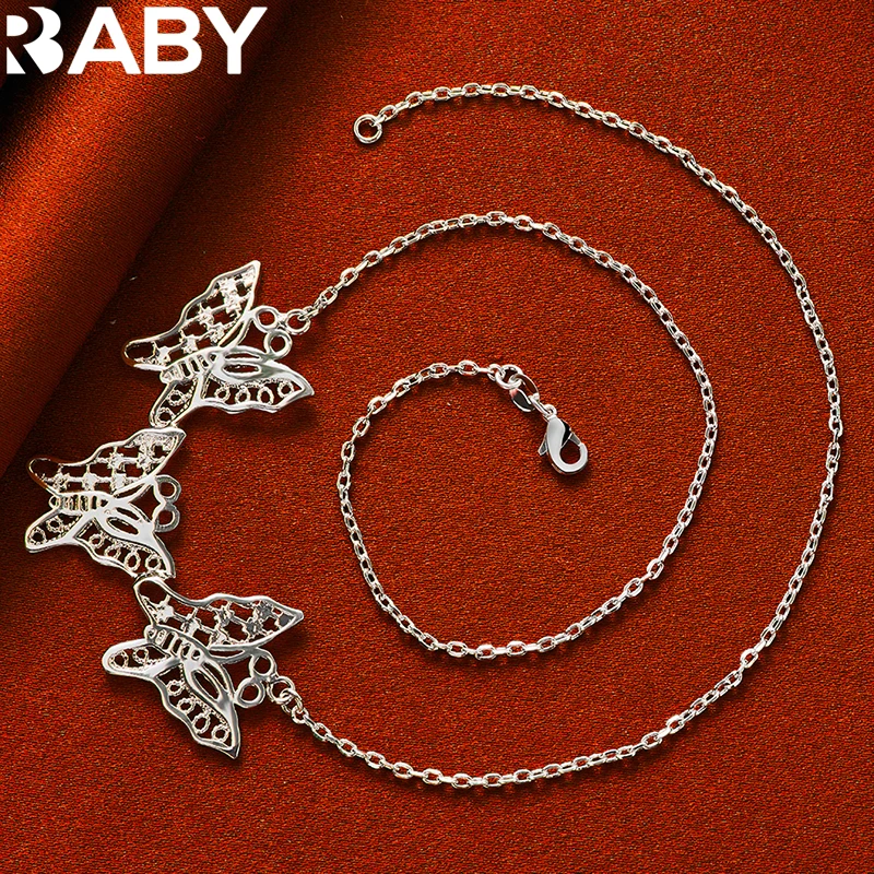 925 Sterling Silver Elegant Charm Three Butterfly Pendant Necklace 18 Inch Chain For Women Wedding Accessories Fashion Jewelry
925 Sterling Silver Elegant Charm Three Butterfly Pendant Necklace 18 Inch Chain For Women Wedding Accessories Fashion Jewelry