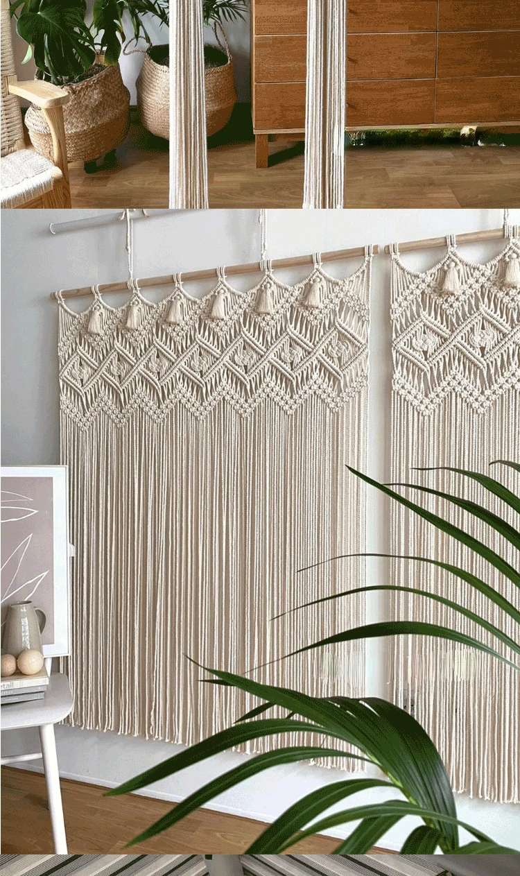 Wedding Macrame Tapestry Curtain - Handwoven Boho Wall Hanging & Door Decor 8 S456c1a81f7834f3fa5268df7149e9a4bZ