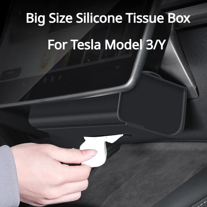 

Silicone Tissue Box for Tesla Model 3 Y Seat Back Armrest Box Hidden Behind Screen Big Storage Bag Car Interior Accessories 2023