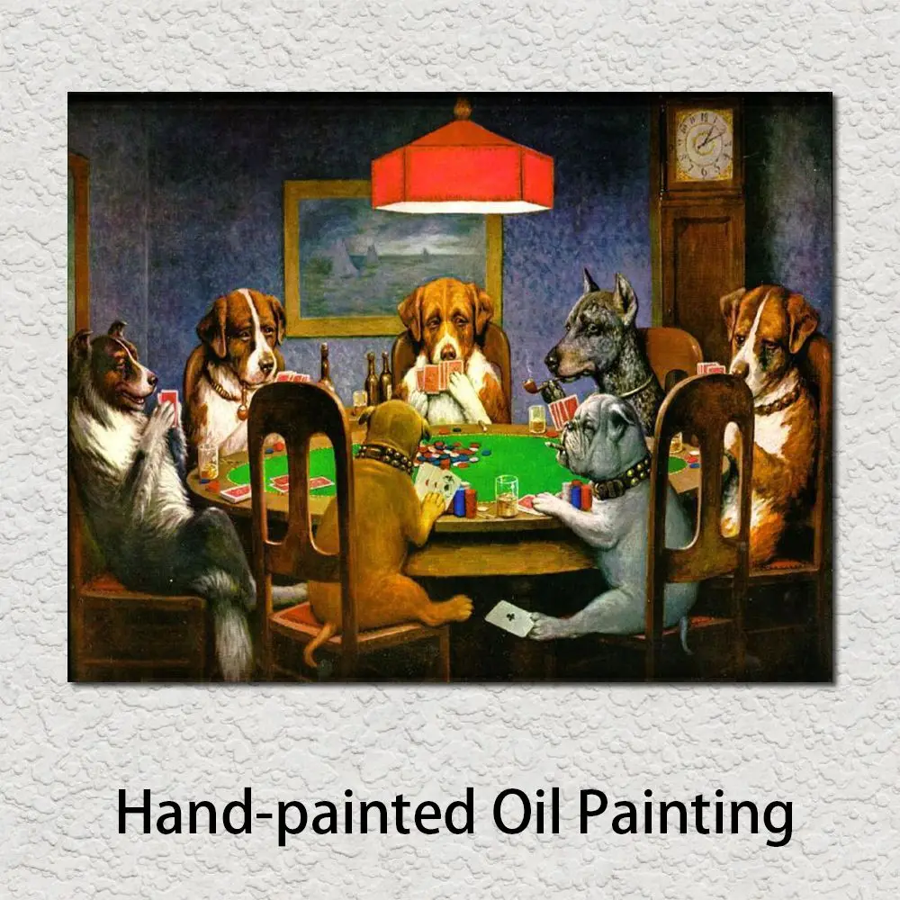 

Animal Canvas Art Dogs Playing Poker Handmade C.M Coolidge Painting A Friend in Need Famous Artwork Modern Sitting Room Decor