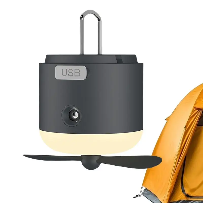 

Outdoor Camping Fan Light 1200mAh USB Rechargeable Camping Light Lighting Tent Fan 3 in 1 Camp Lantern With 4 Wind Speed Fan